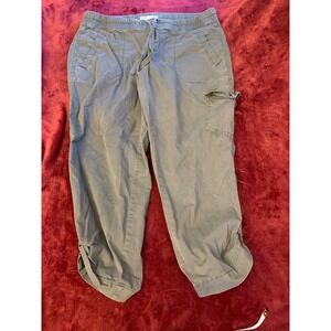 Sonoma Goods for Life Womens 6P Gray Utility Crop Cargo Pants Elastic WaistCapri